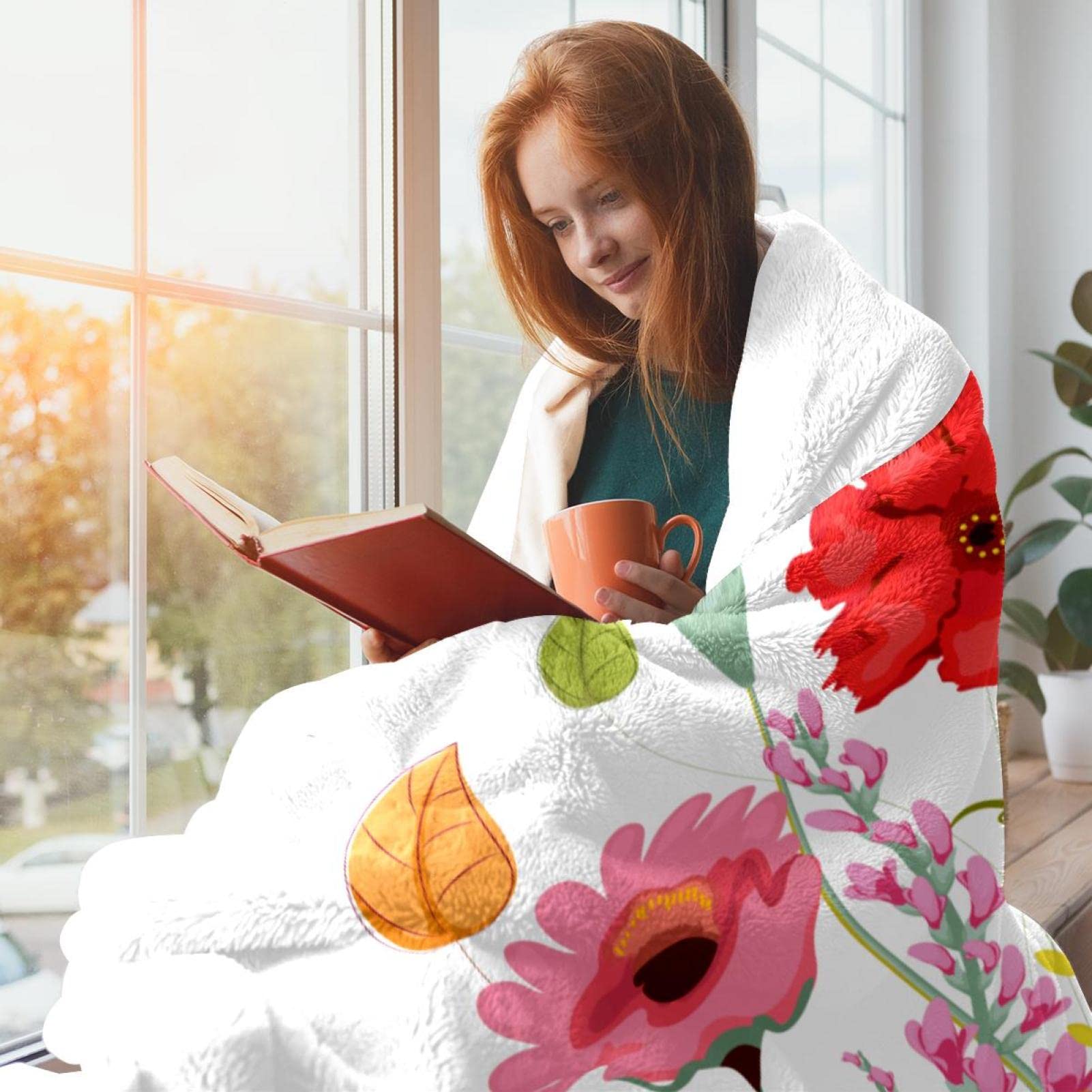 Amazon｜フリース スロー ブランケット ベッド ブランケット、ケシ色の